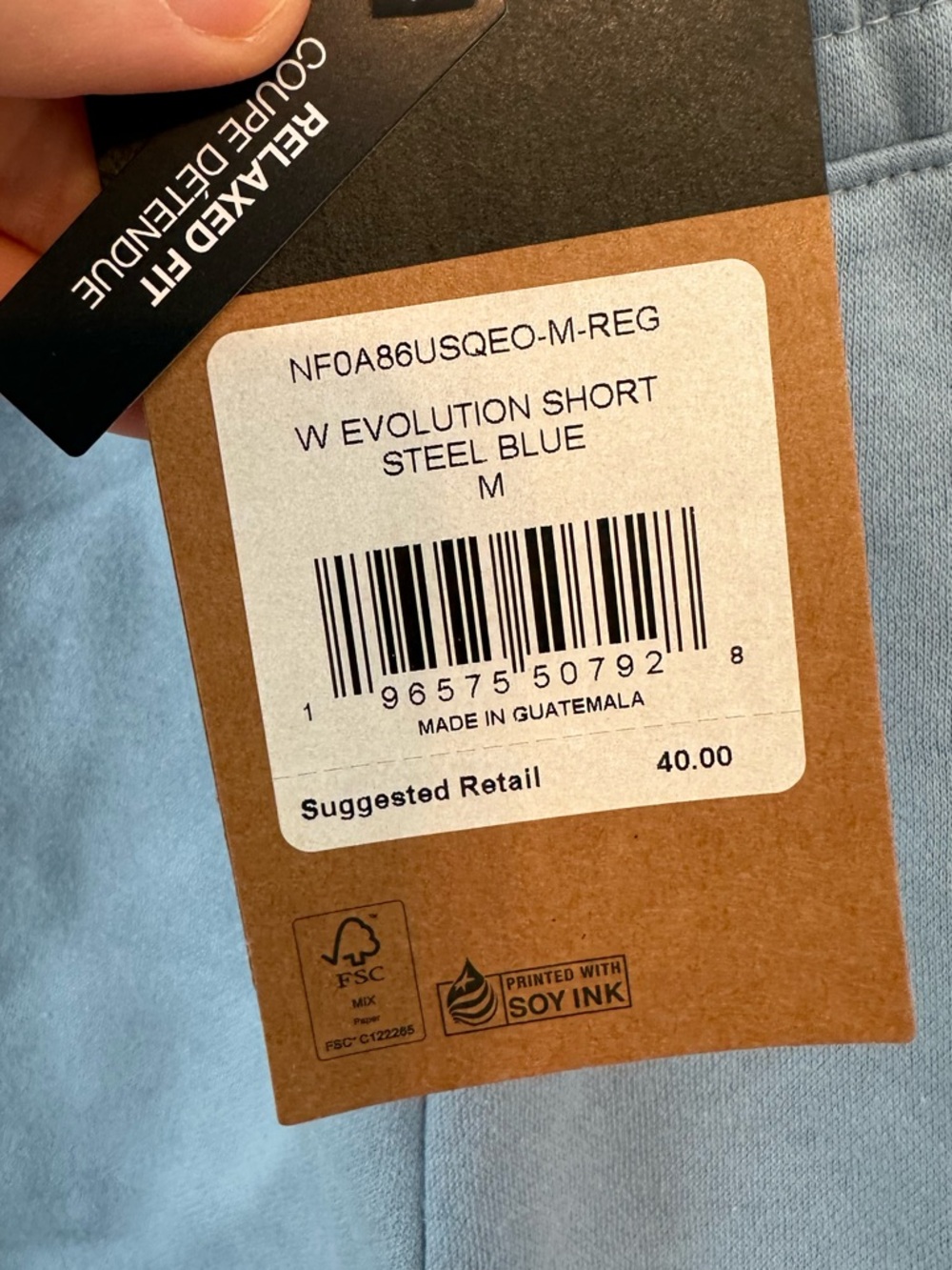 NORTH FACE Evolution Fleece Short Steel Blue Size Medium NWT - Picture 2 of 3